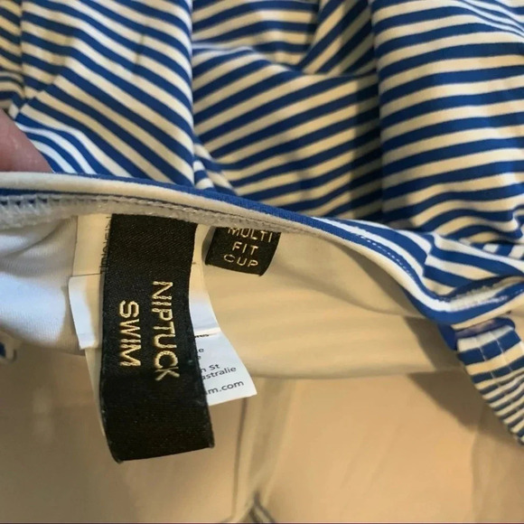 Nip Tuck One Piece Swimsuit Stripe Bikini Nautical Striped Joanne Paloma 10 L - Picture 9 of 9